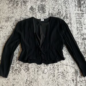 Aritzia Cropped Tie Front Blouse